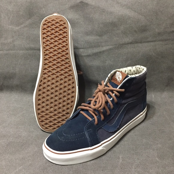 blue suede vans high tops